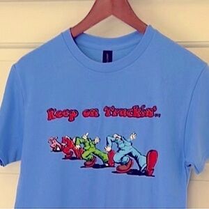 Keep on Truckin Robert Crump Bright Blue Short Sleeve T Shirt Unisex Size Small